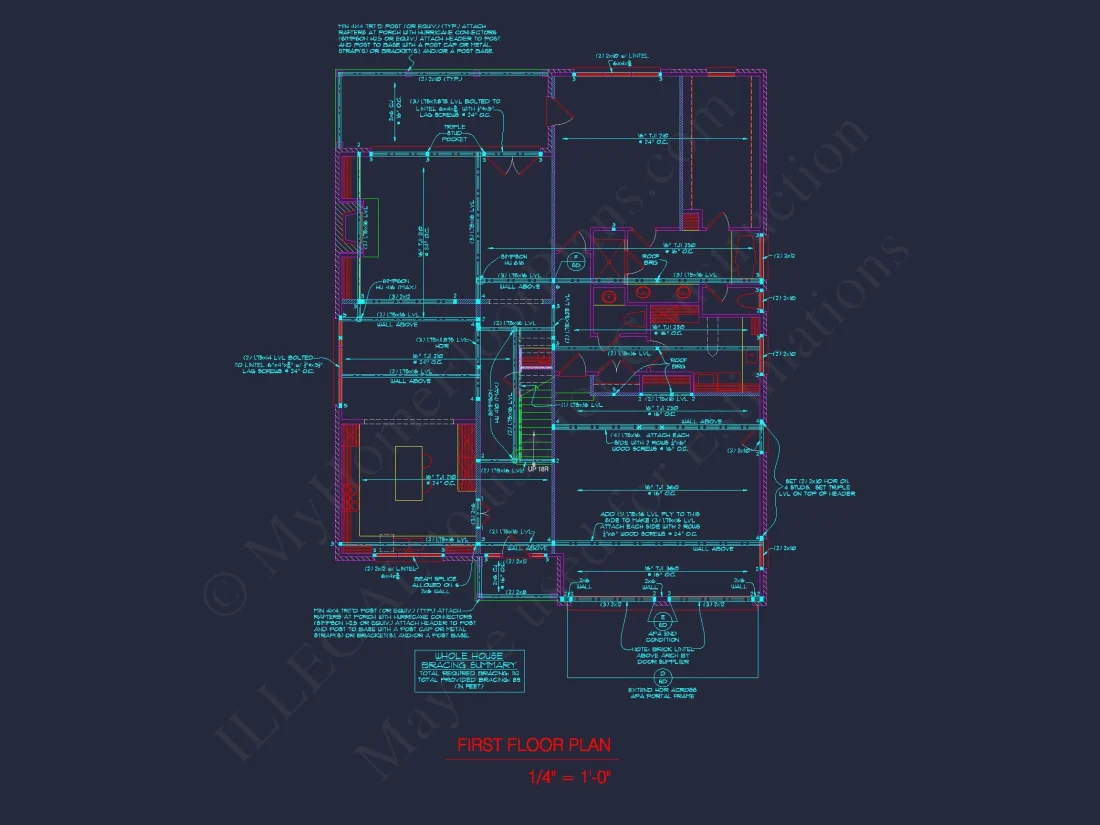 4-Bed, 3-Bath 2-Story house Plan: CAD Blueprint & Floor Plan