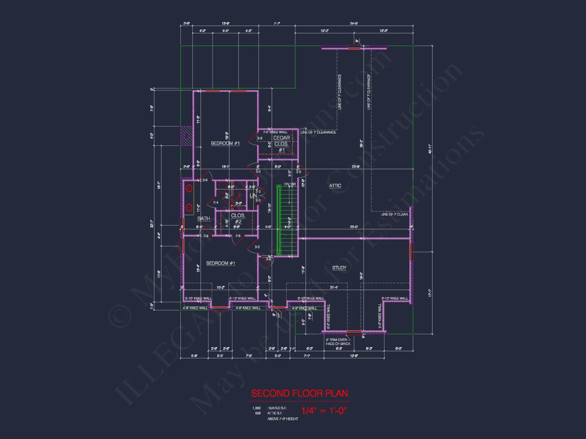 4-Bed, 3-Bath 2-Story house Plan: CAD Blueprint & Floor Plan