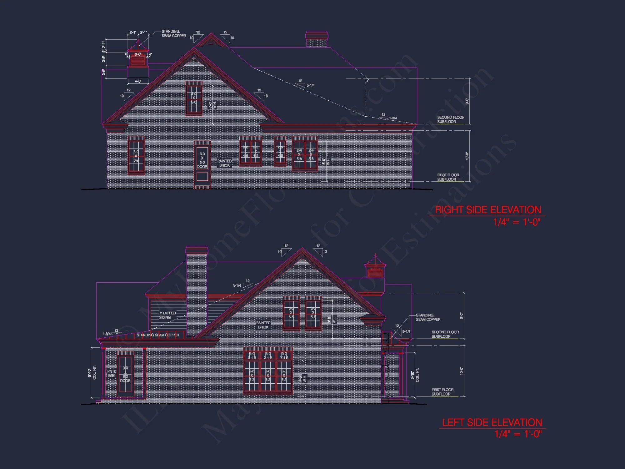 4-Bed, 3-Bath 2-Story house Plan: CAD Blueprint & Floor Plan