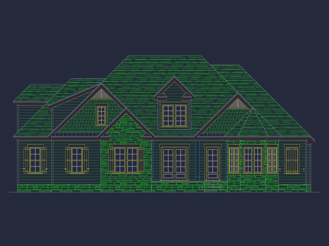 Modern house Blueprint with 1.5 Floors and CAD Designs