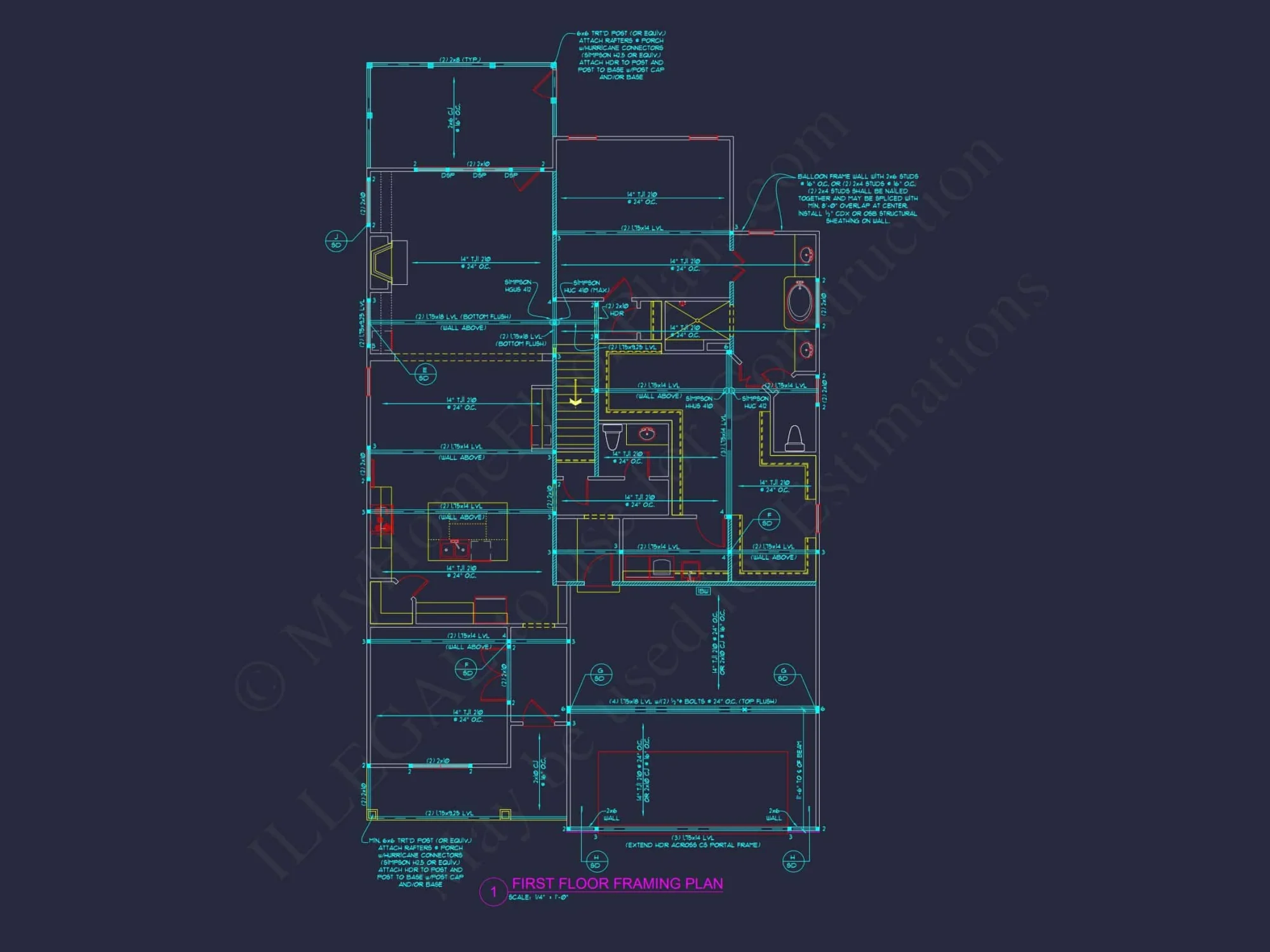 Custom house Plan with 2-Story CAD Blueprint Designs