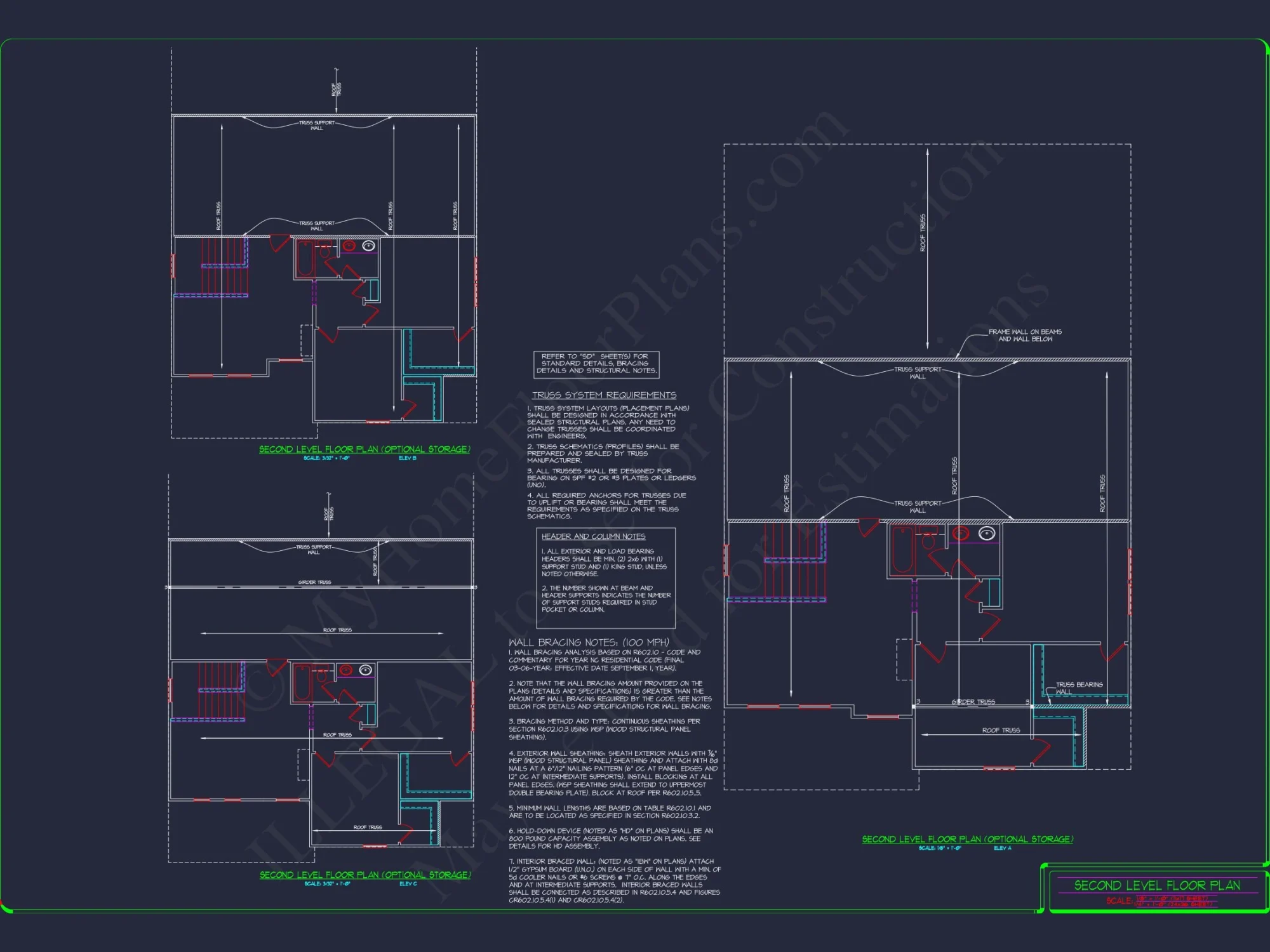 2-Story Colonial house Plan: 3-4 BR, 2344 Sq Ft, CAD