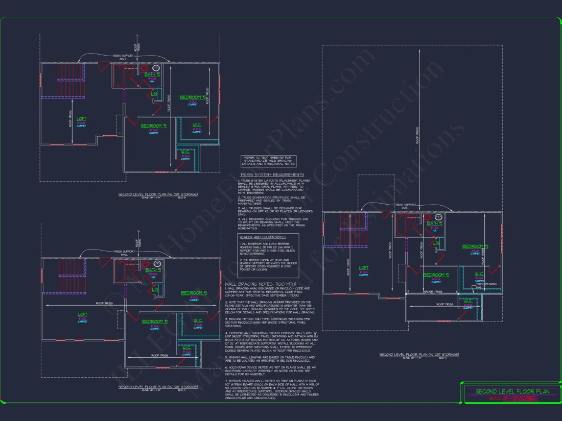 2-Story Colonial house Plan: 3-4 BR, 2344 Sq Ft, CAD