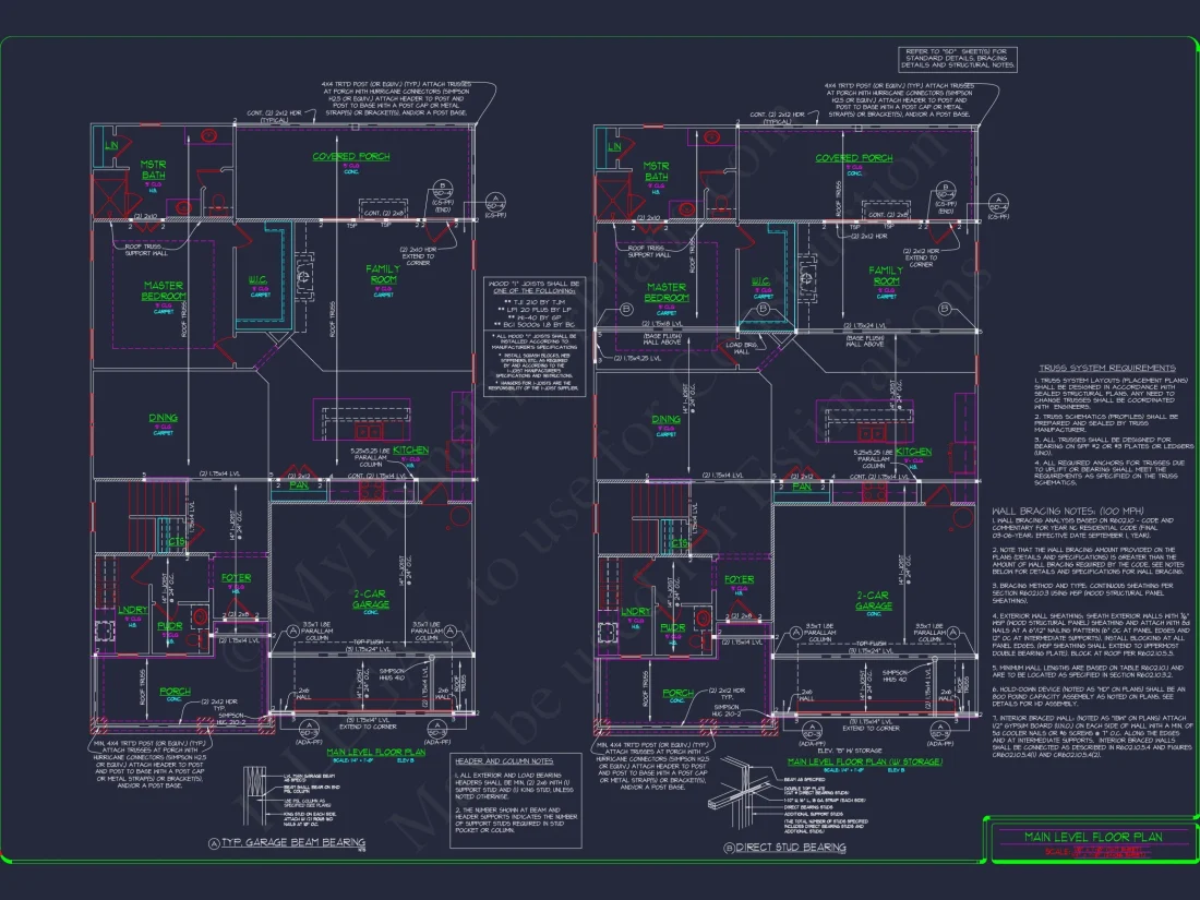 2-Story Colonial house Plan: 3-4 BR, 2344 Sq Ft, CAD