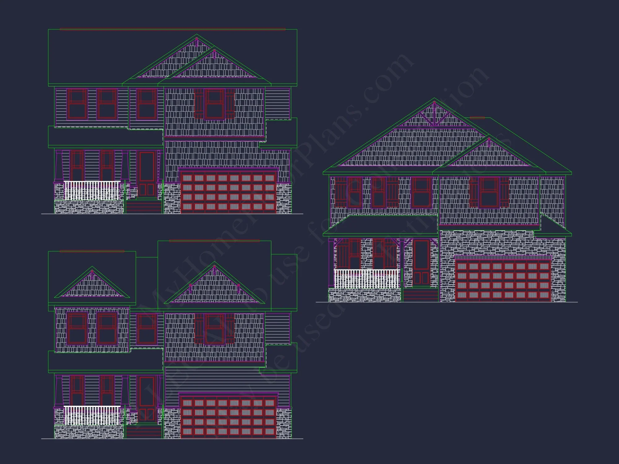 2-Story Colonial house Plan: 3-4 BR, 2344 Sq Ft, CAD
