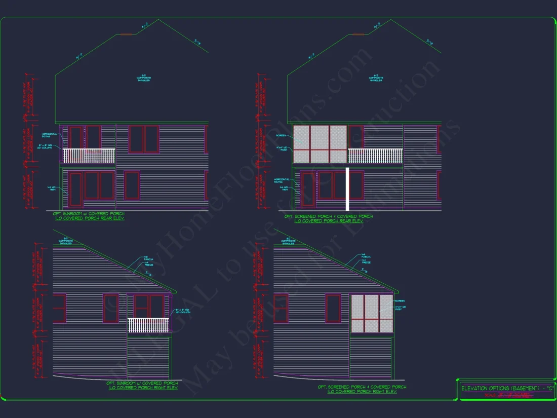2-Story Colonial house Plan: 3-4 BR, 2344 Sq Ft, CAD