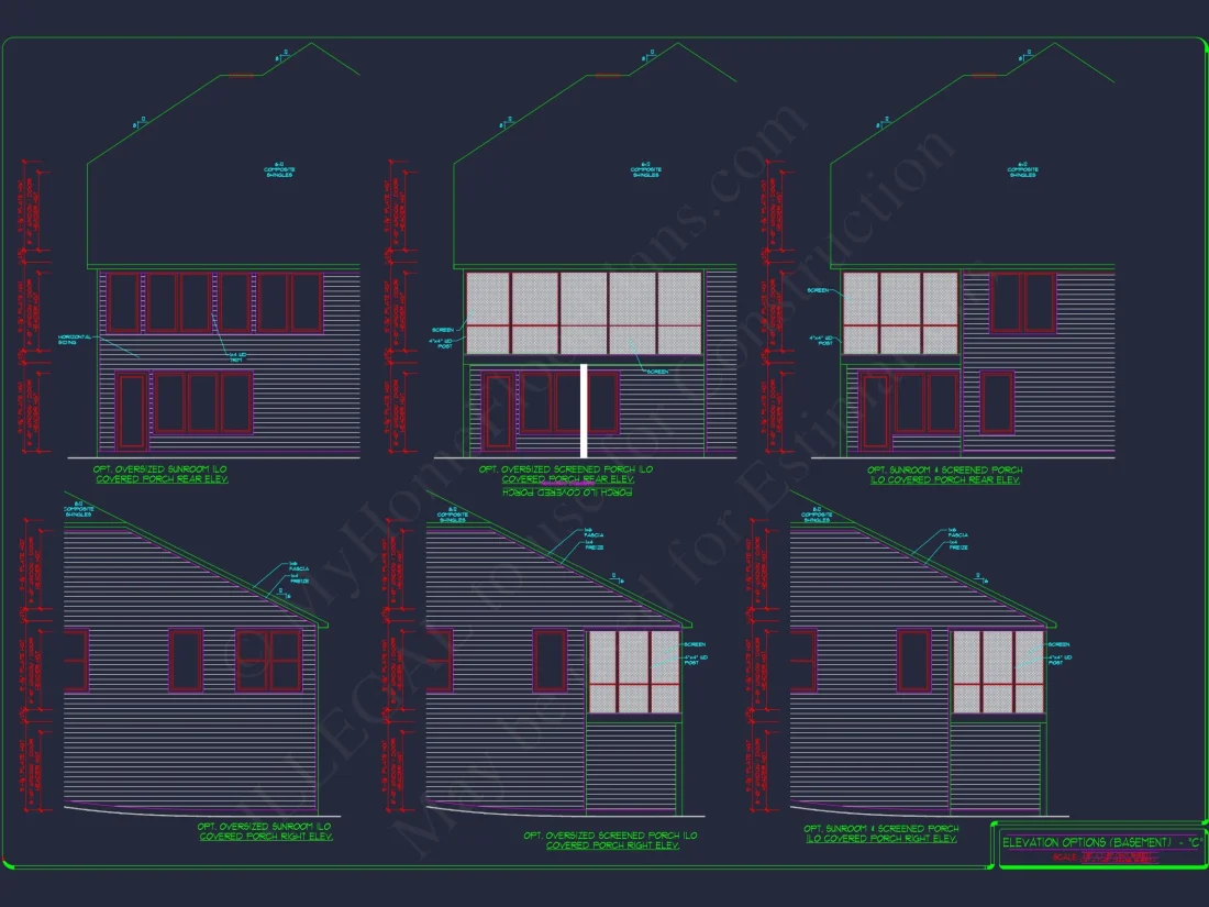 2-Story Colonial house Plan: 3-4 BR, 2344 Sq Ft, CAD