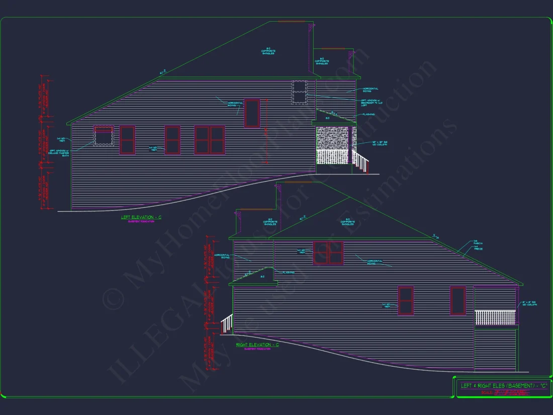 2-Story Colonial house Plan: 3-4 BR, 2344 Sq Ft, CAD