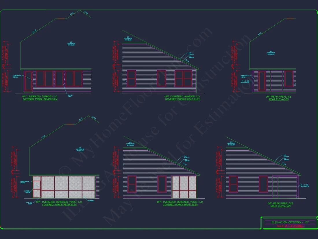 2-Story Colonial house Plan: 3-4 BR, 2344 Sq Ft, CAD