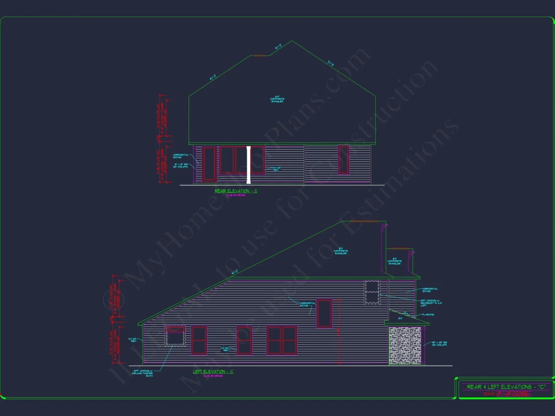 2-Story Colonial house Plan: 3-4 BR, 2344 Sq Ft, CAD