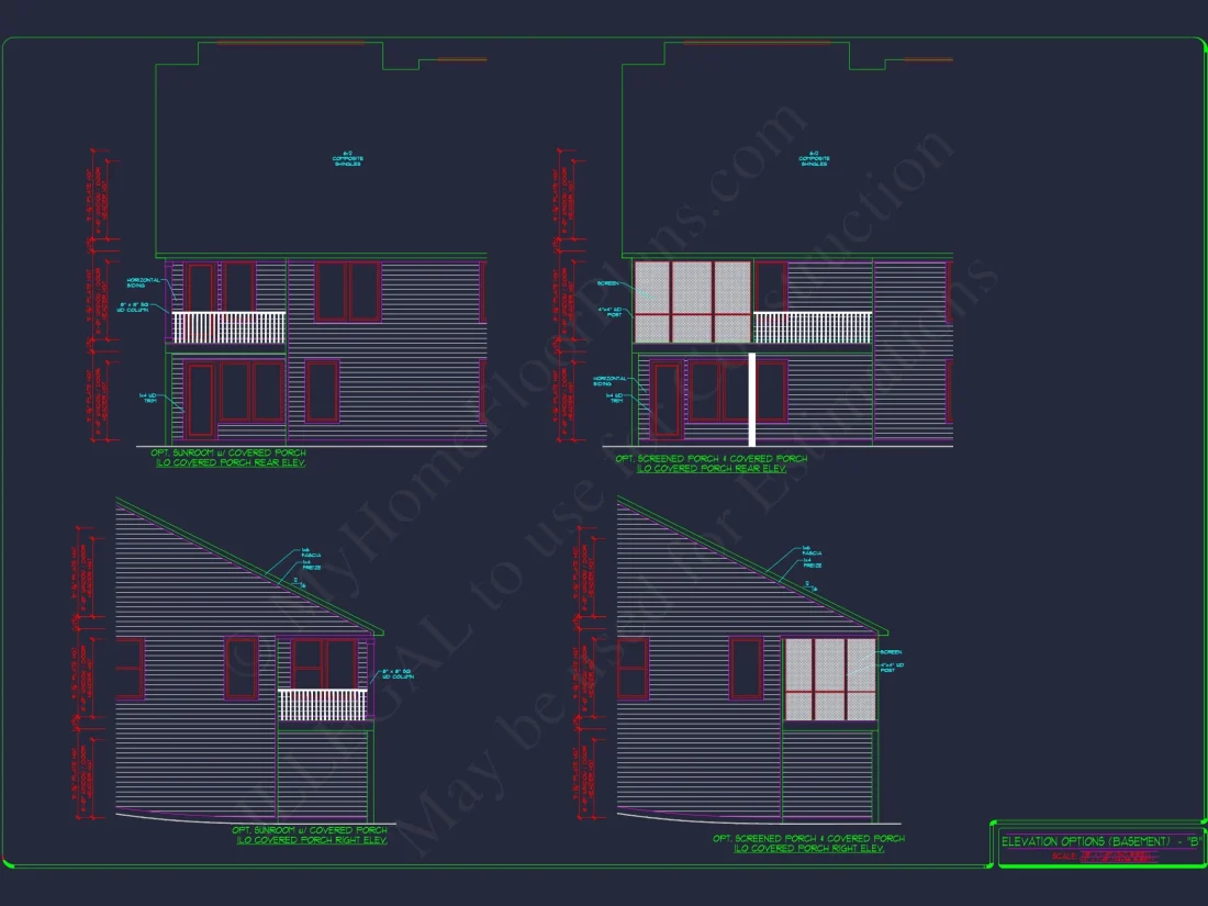 2-Story Colonial house Plan: 3-4 BR, 2344 Sq Ft, CAD