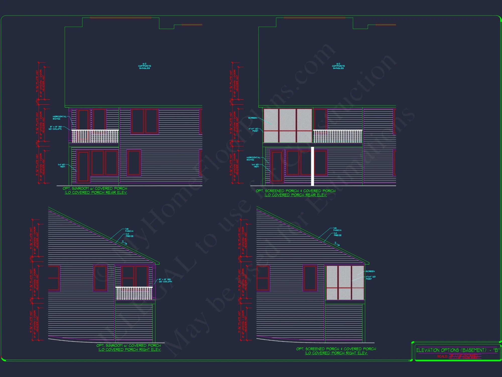 2-Story Colonial house Plan: 3-4 BR, 2344 Sq Ft, CAD