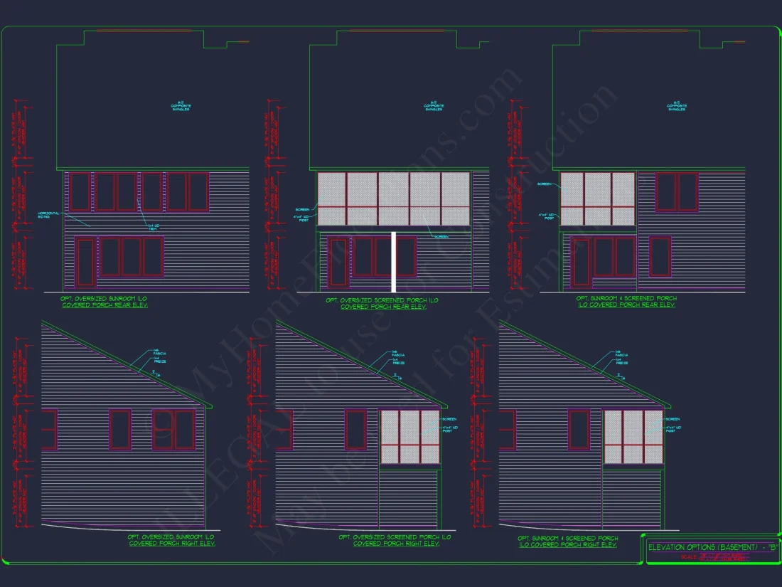 2-Story Colonial house Plan: 3-4 BR, 2344 Sq Ft, CAD