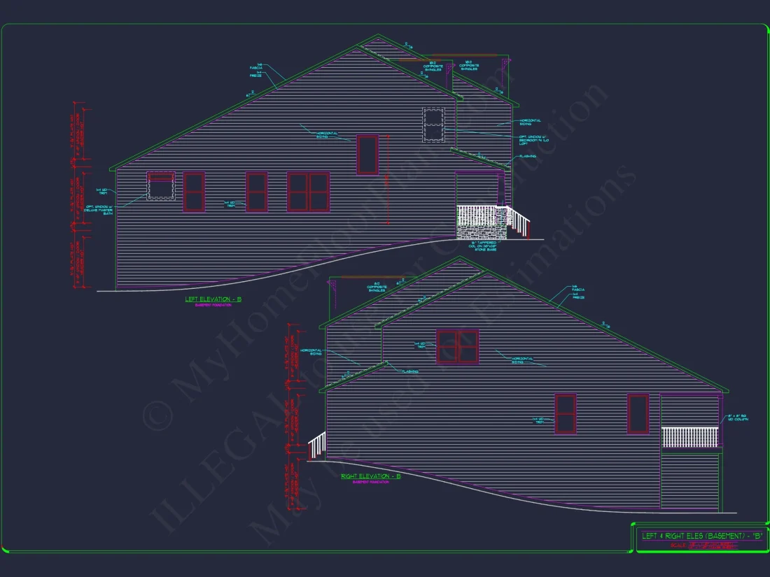 2-Story Colonial house Plan: 3-4 BR, 2344 Sq Ft, CAD
