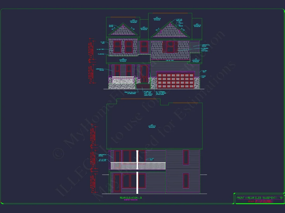 2-Story Colonial house Plan: 3-4 BR, 2344 Sq Ft, CAD