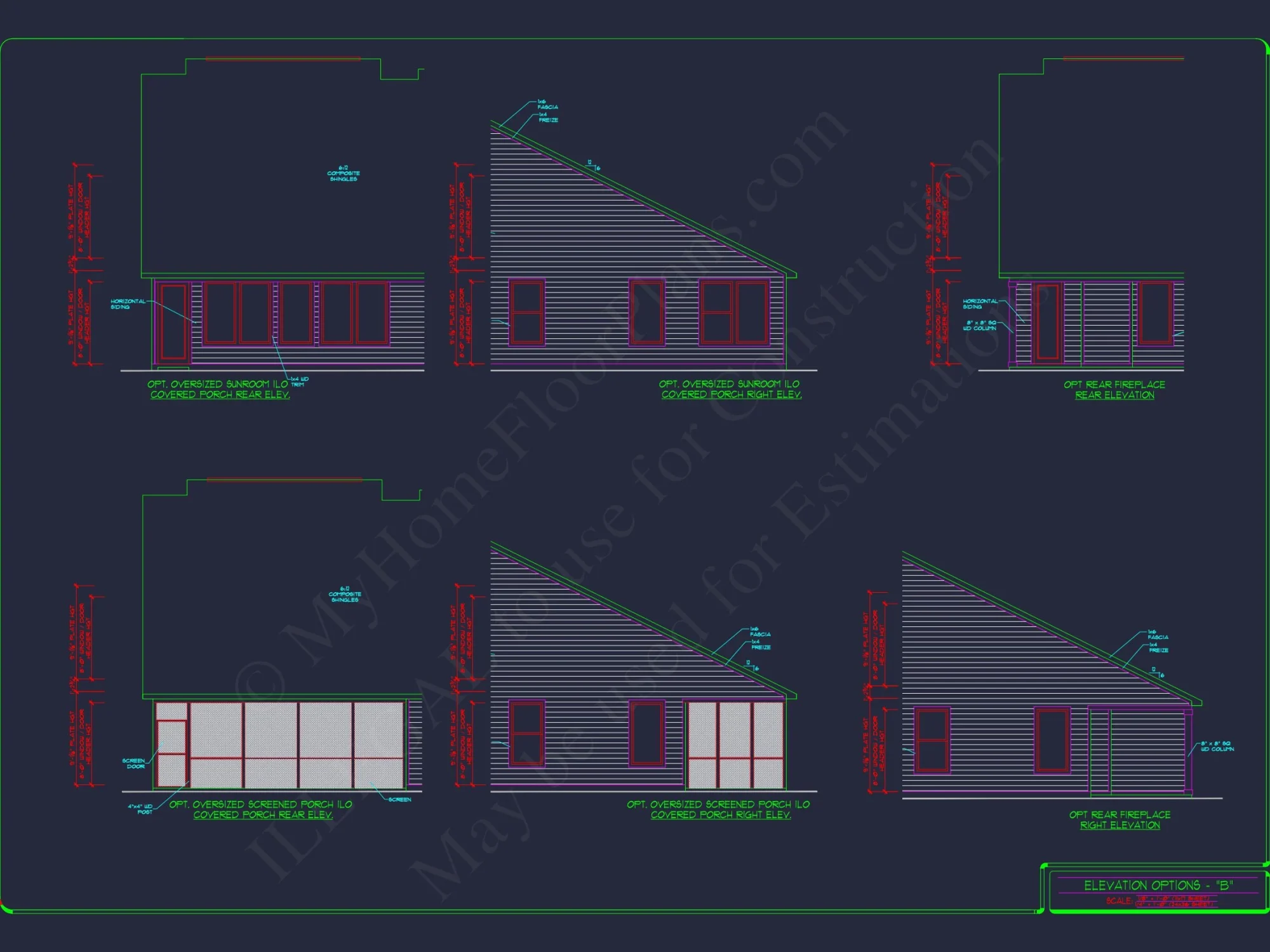 2-Story Colonial house Plan: 3-4 BR, 2344 Sq Ft, CAD