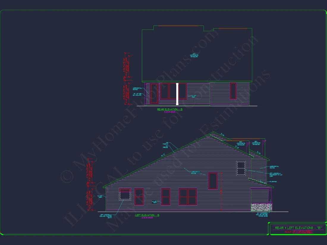 2-Story Colonial house Plan: 3-4 BR, 2344 Sq Ft, CAD