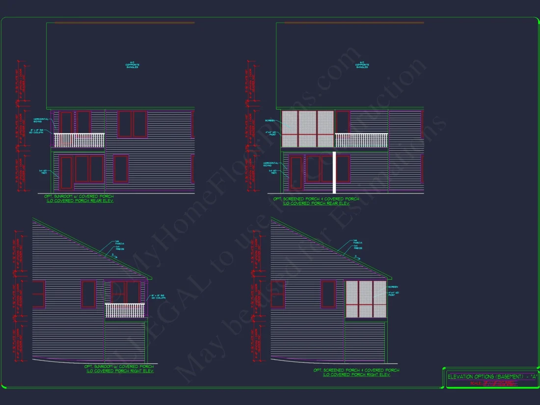 2-Story Colonial house Plan: 3-4 BR, 2344 Sq Ft, CAD