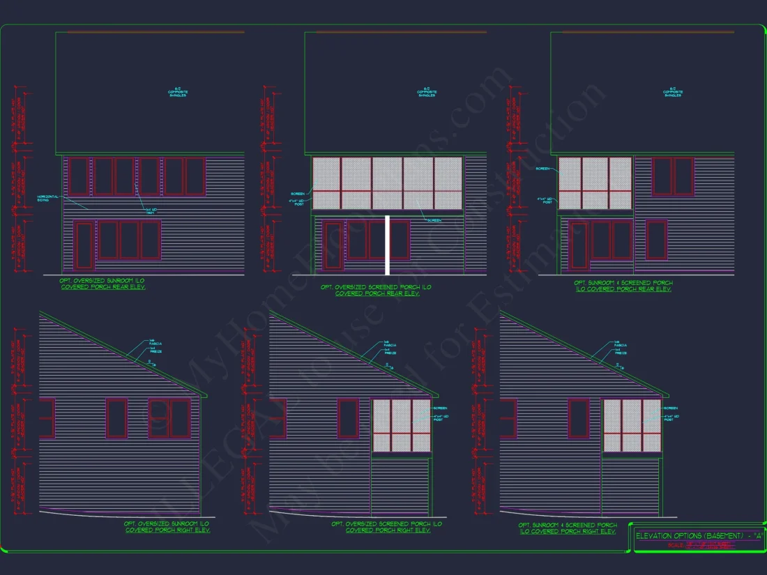 2-Story Colonial house Plan: 3-4 BR, 2344 Sq Ft, CAD