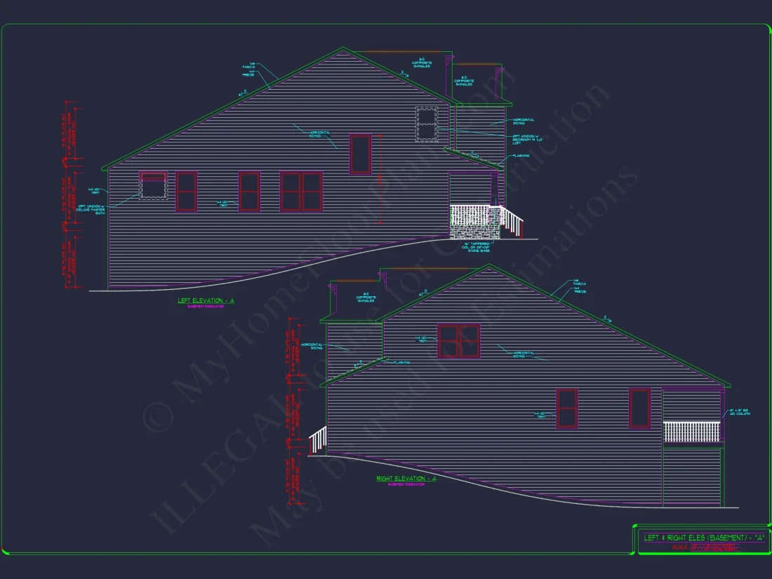 2-Story Colonial house Plan: 3-4 BR, 2344 Sq Ft, CAD