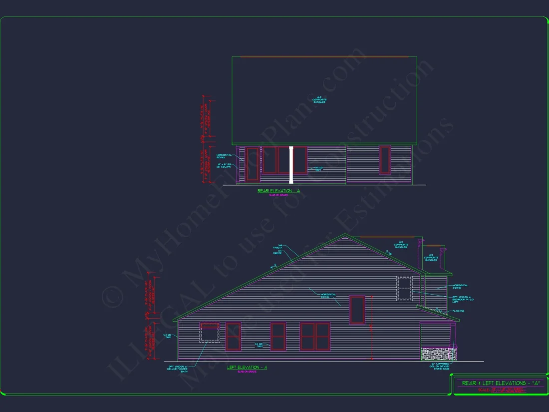 2-Story Colonial house Plan: 3-4 BR, 2344 Sq Ft, CAD
