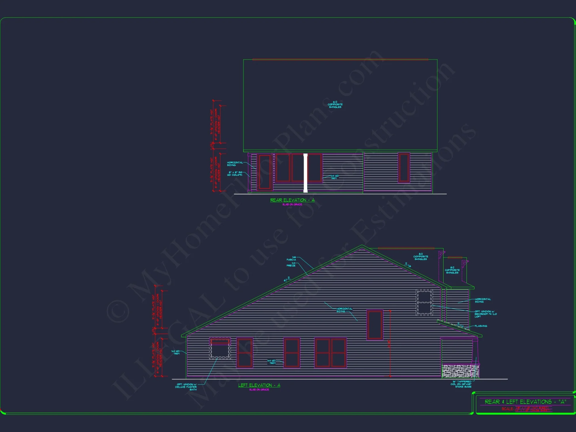 2-Story Colonial house Plan: 3-4 BR, 2344 Sq Ft, CAD