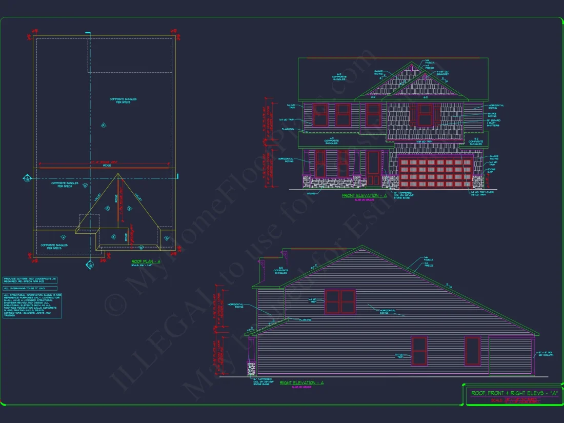 2-Story Colonial house Plan: 3-4 BR, 2344 Sq Ft, CAD