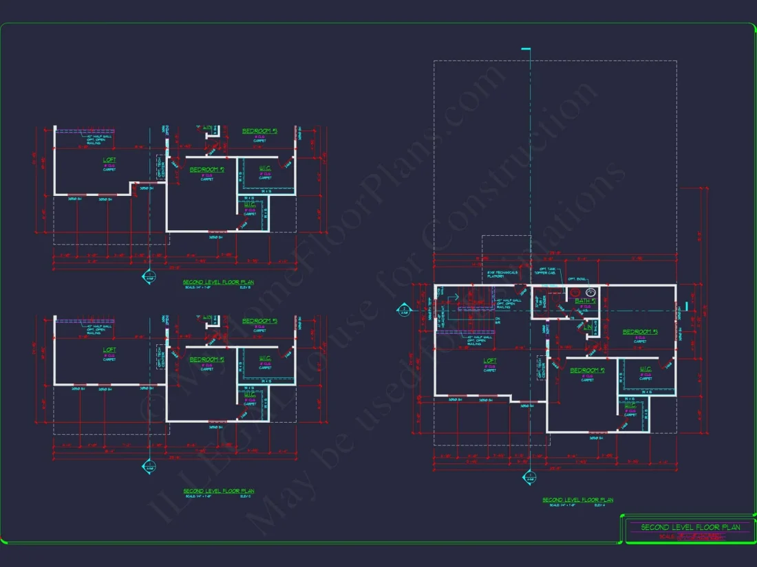 2-Story Colonial house Plan: 3-4 BR, 2344 Sq Ft, CAD
