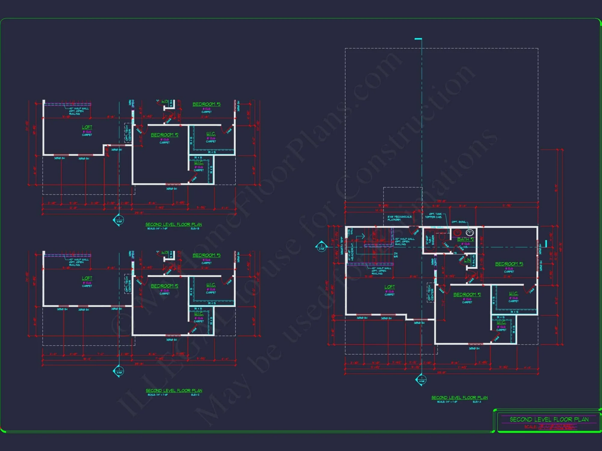 2-Story Colonial house Plan: 3-4 BR, 2344 Sq Ft, CAD