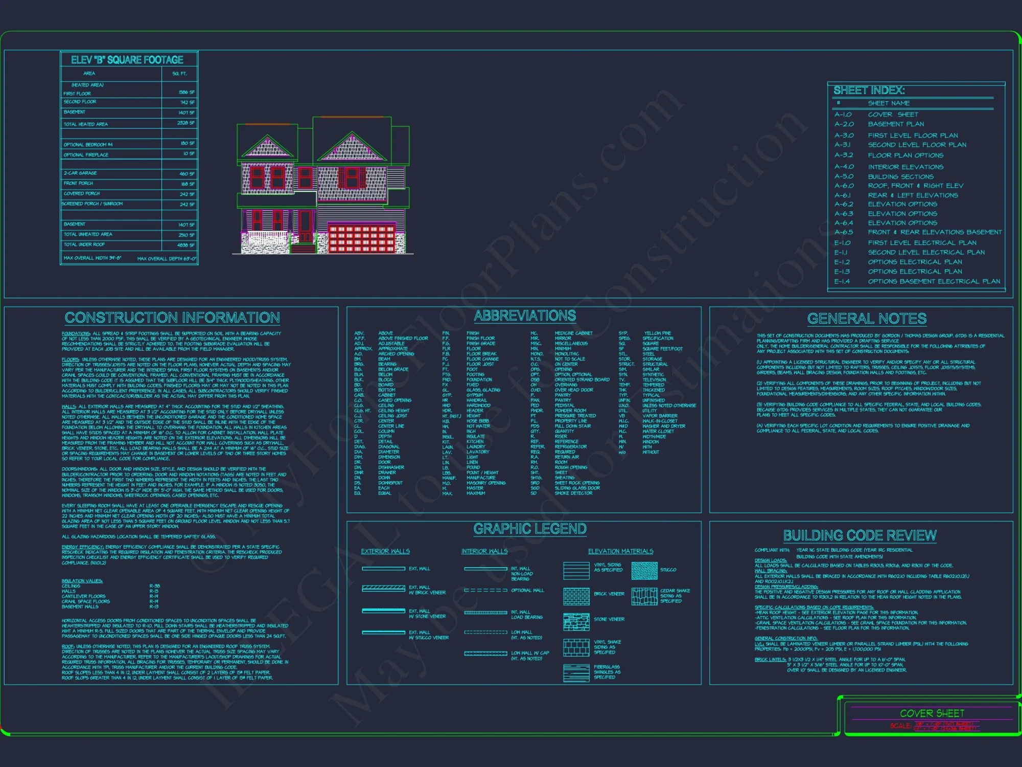 2-Story Colonial house Plan: 3-4 BR, 2344 Sq Ft, CAD