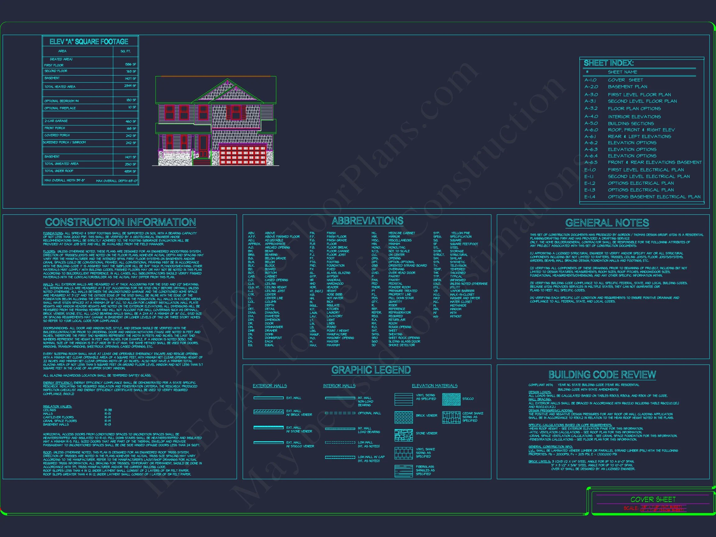 15-1254 HOUSE PLAN - 2-Story Colonial House Plan: 3-4 BR, 2344 Sq Ft, CAD 5 2-Story Colonial house Plan: 3-4 BR, 2344 Sq Ft, CAD