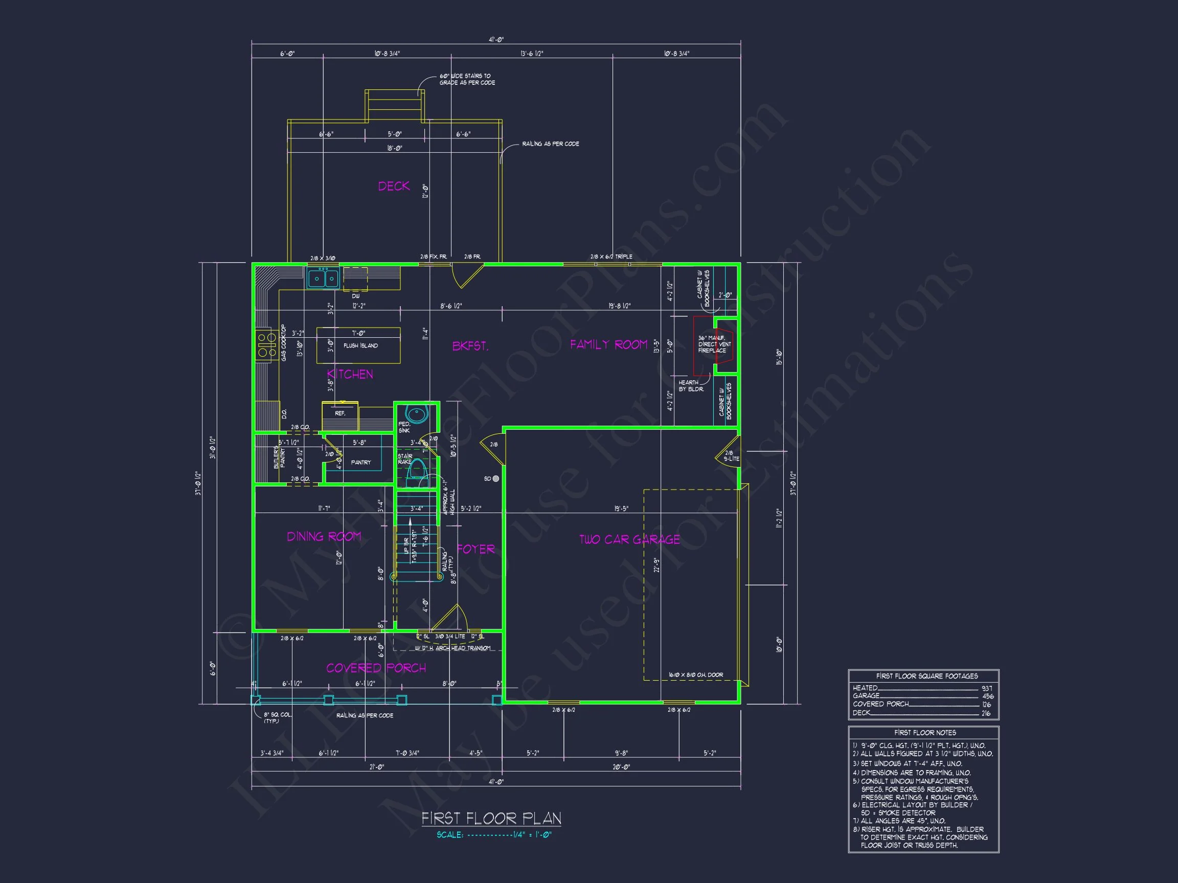 "Modern Craftsman house plan with detailed architectural blueprint number 69"
