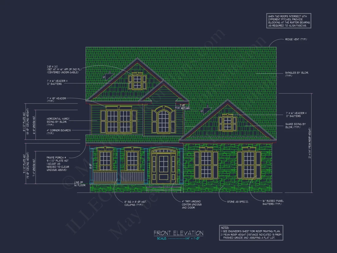 "Modern Craftsman house Plan featuring Detailed Blueprint number 66"