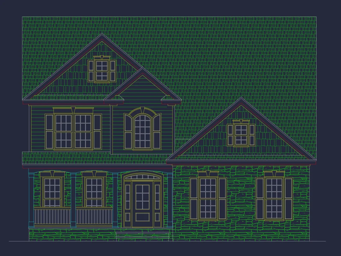 "Architectural blueprint of a modern Craftsman-style house plan"