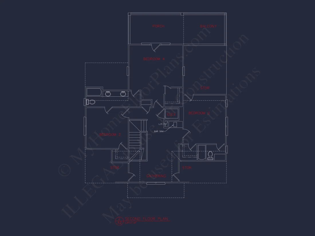 Coastal house Plan: 3-Story, 4-Bedroom, Floor Plan Blueprint