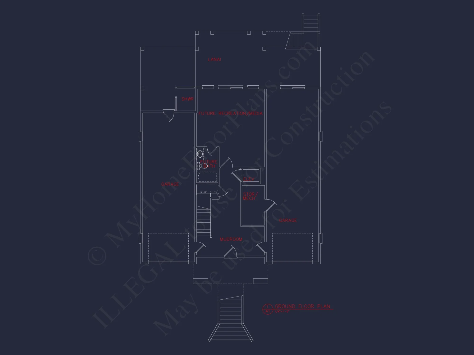 Coastal house Plan: 3-Story, 4-Bedroom, Floor Plan Blueprint