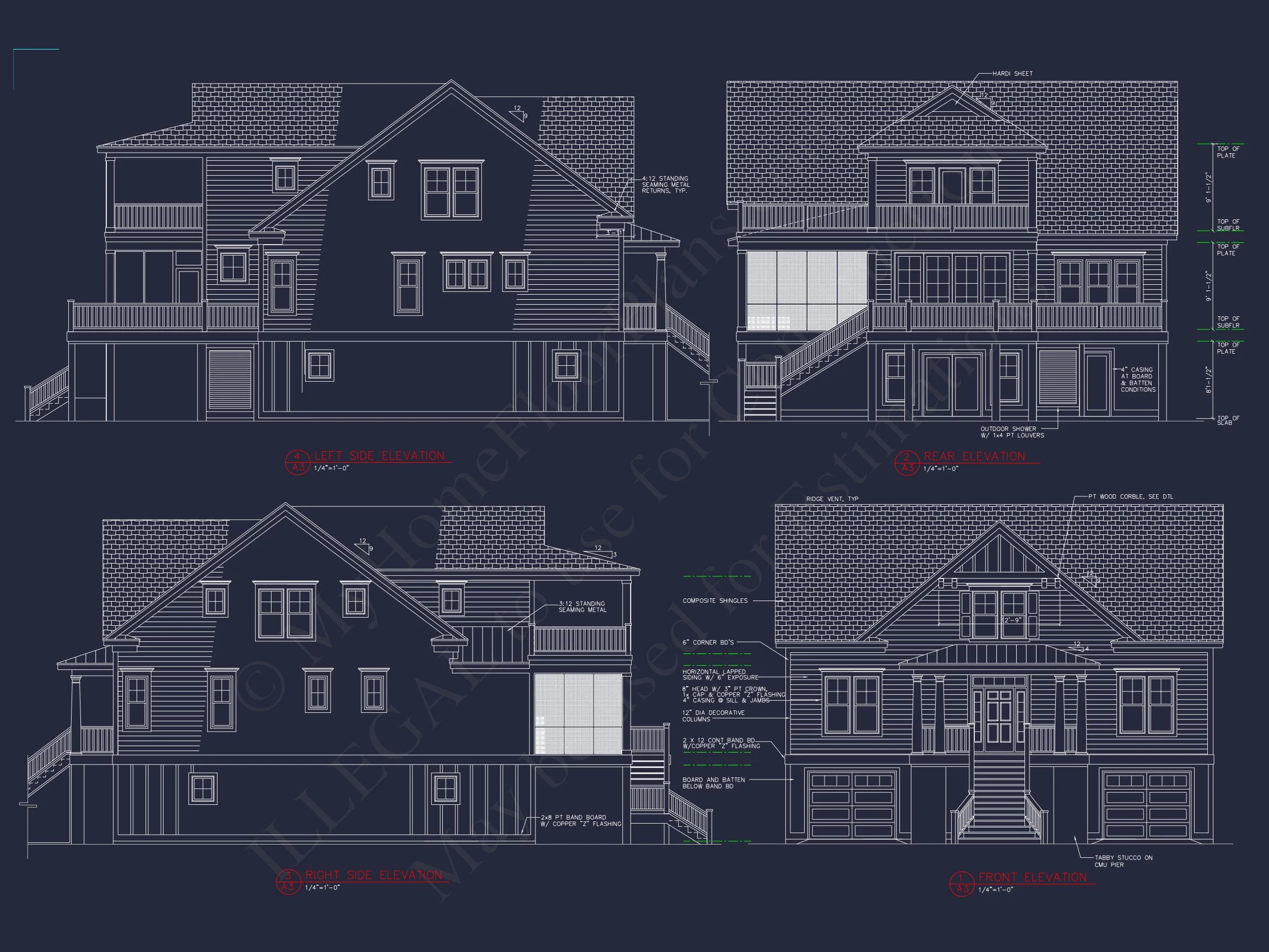 14-MOUNTFORD HOUSE PLAN - Coastal House Plan: 3-Story, 4-Bedroom, Floor Plan Blueprint 3 Coastal house Plan: 3-Story, 4-Bedroom, Floor Plan Blueprint