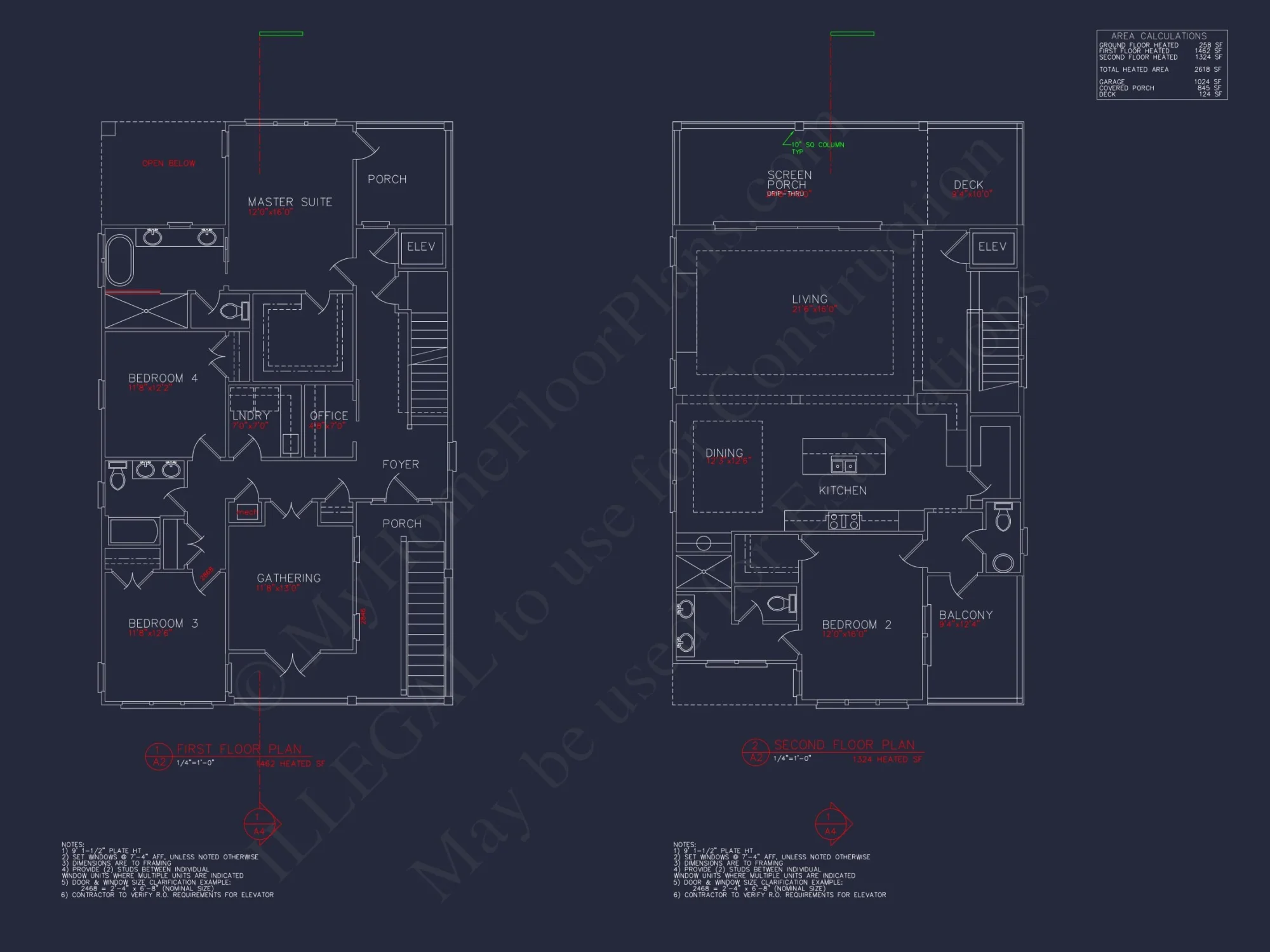 Coastal 3-Story Beach house Floor Plan: 4-Bed, CAD Blueprint