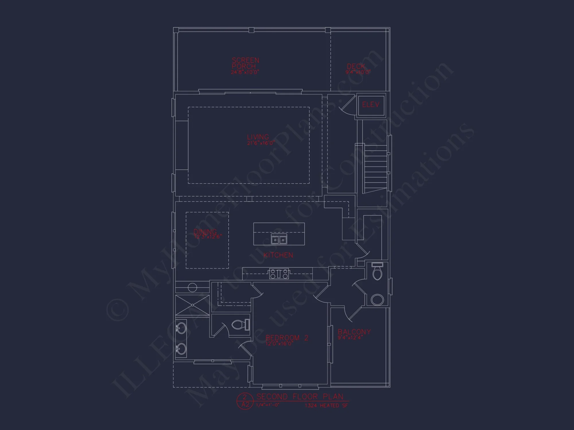 Coastal 3-Story Beach house Floor Plan: 4-Bed, CAD Blueprint