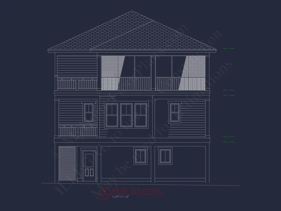 Coastal 3-Story Beach house Floor Plan: 4-Bed, CAD Blueprint
