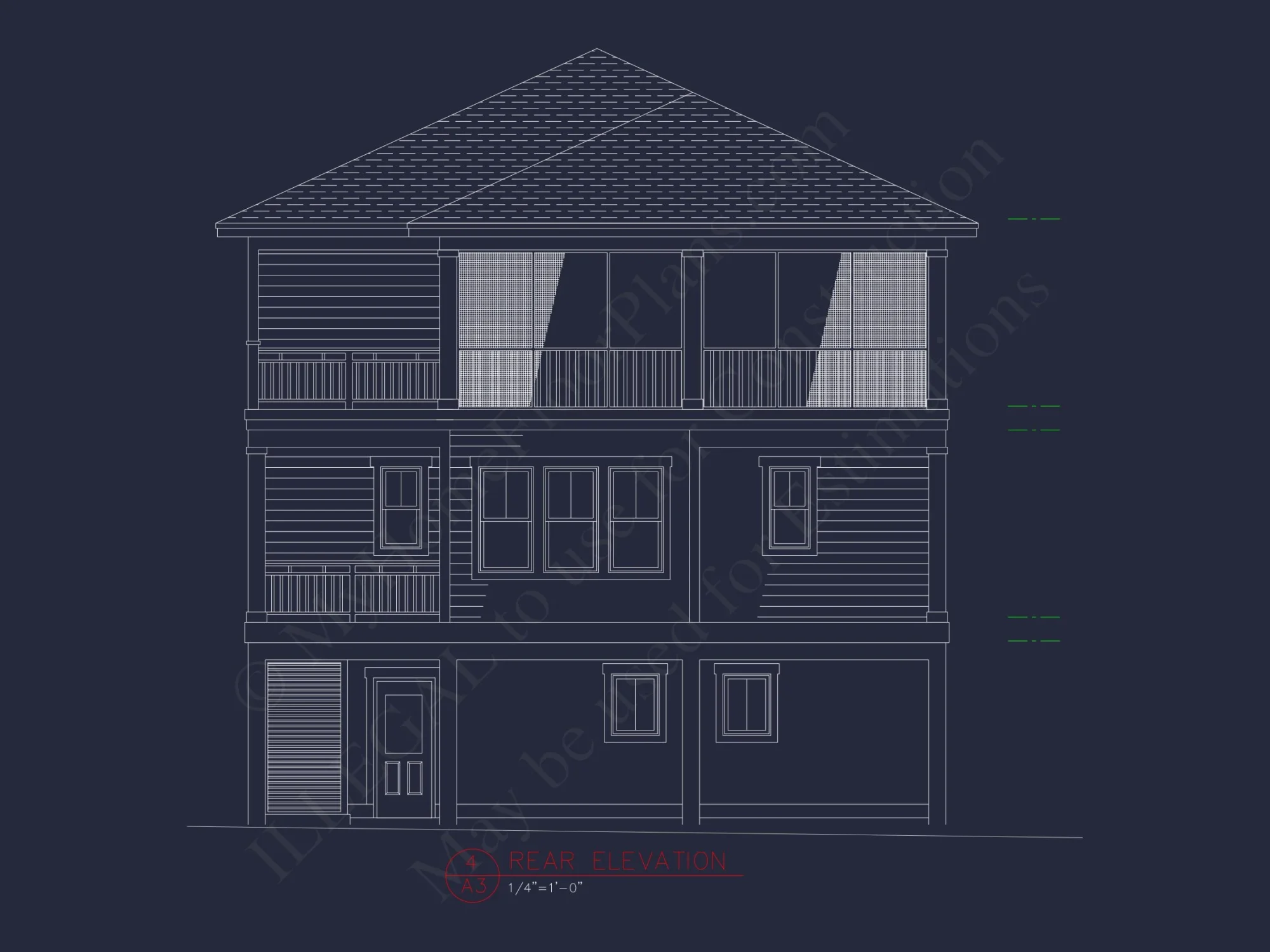 Coastal 3-Story Beach house Floor Plan: 4-Bed, CAD Blueprint
