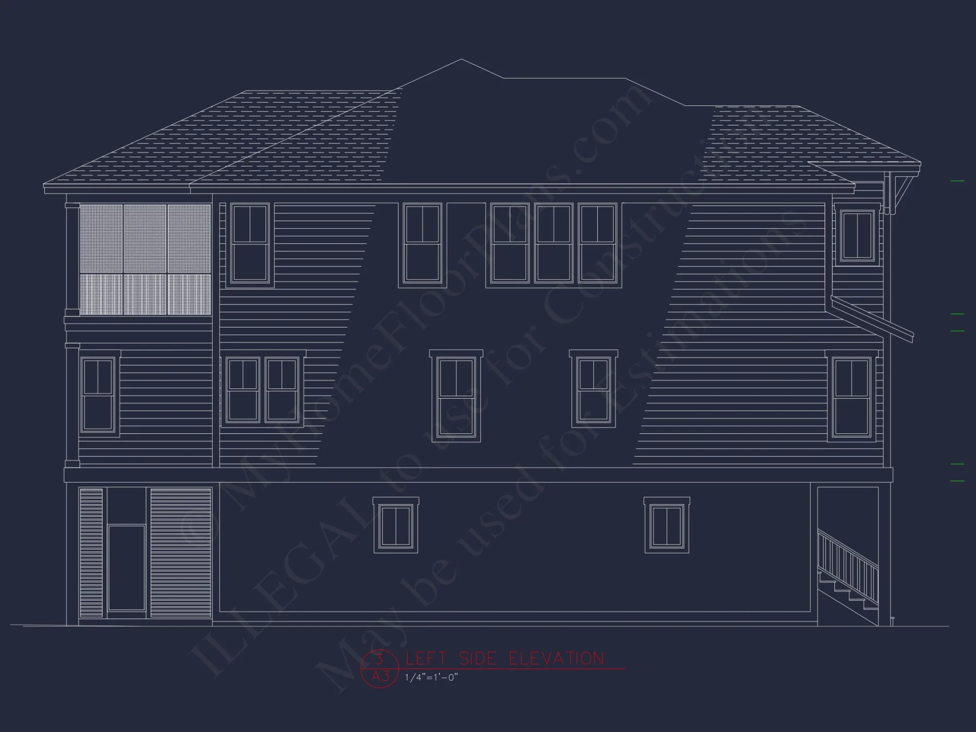 Coastal 3-Story Beach house Floor Plan: 4-Bed, CAD Blueprint