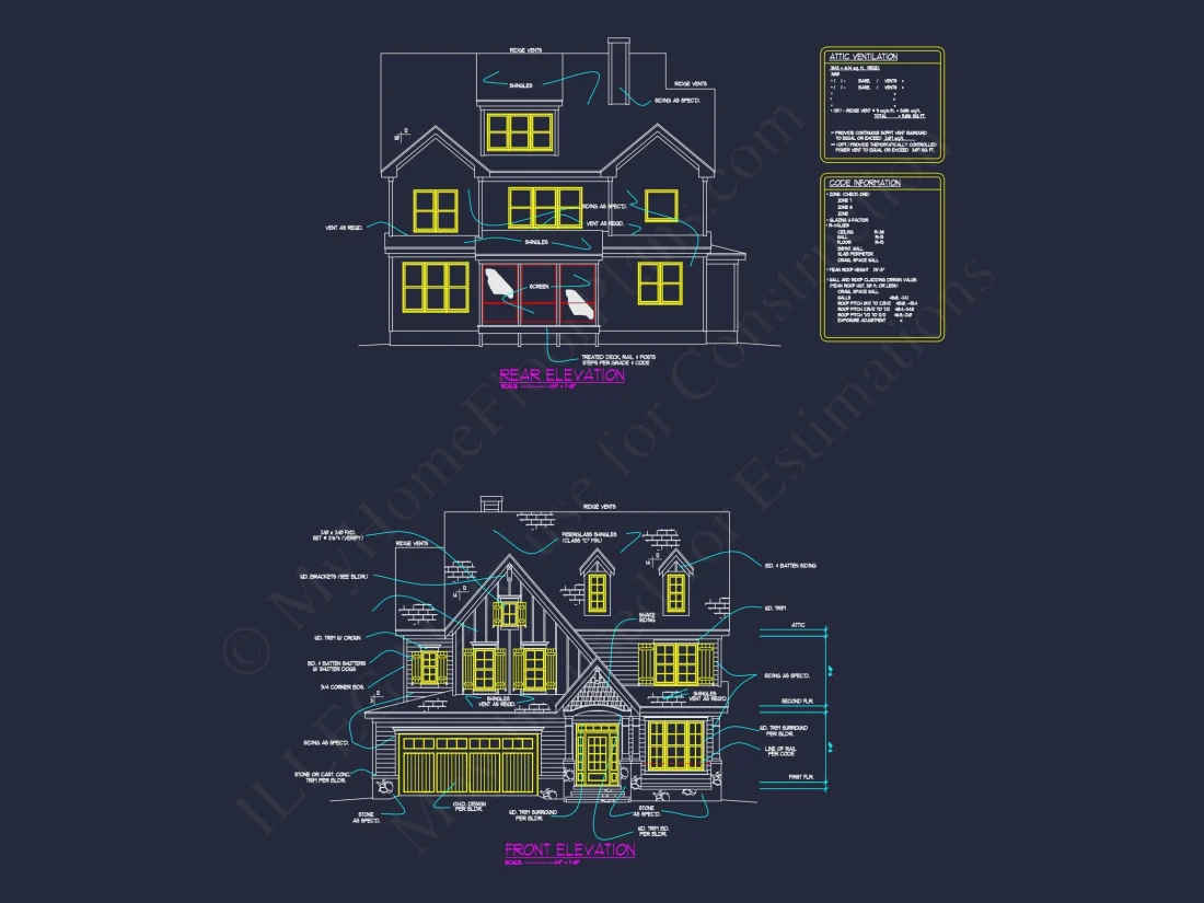 "Three-story modern craftsman house plan featuring open design"