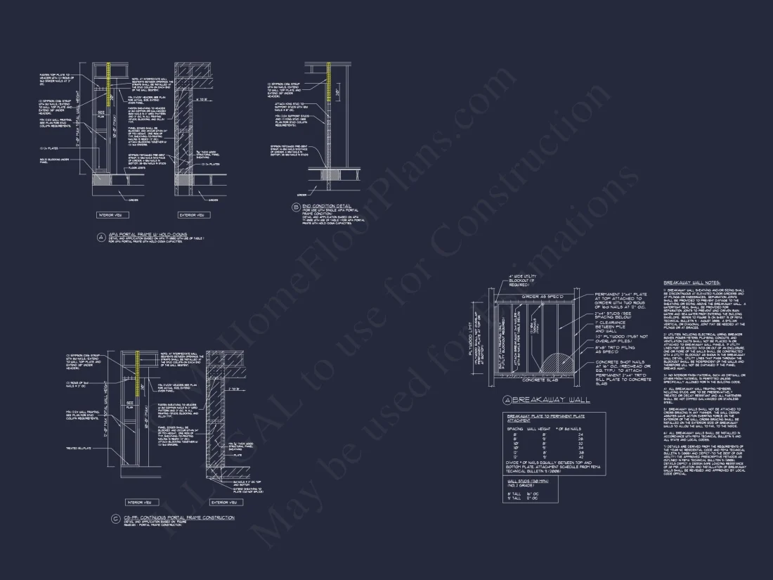 Coastal house Plan: 4-Bedroom, 3-Story Floor Plan Blueprint