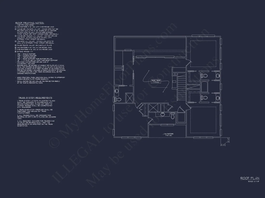 Coastal house Plan: 4-Bedroom, 3-Story Floor Plan Blueprint
