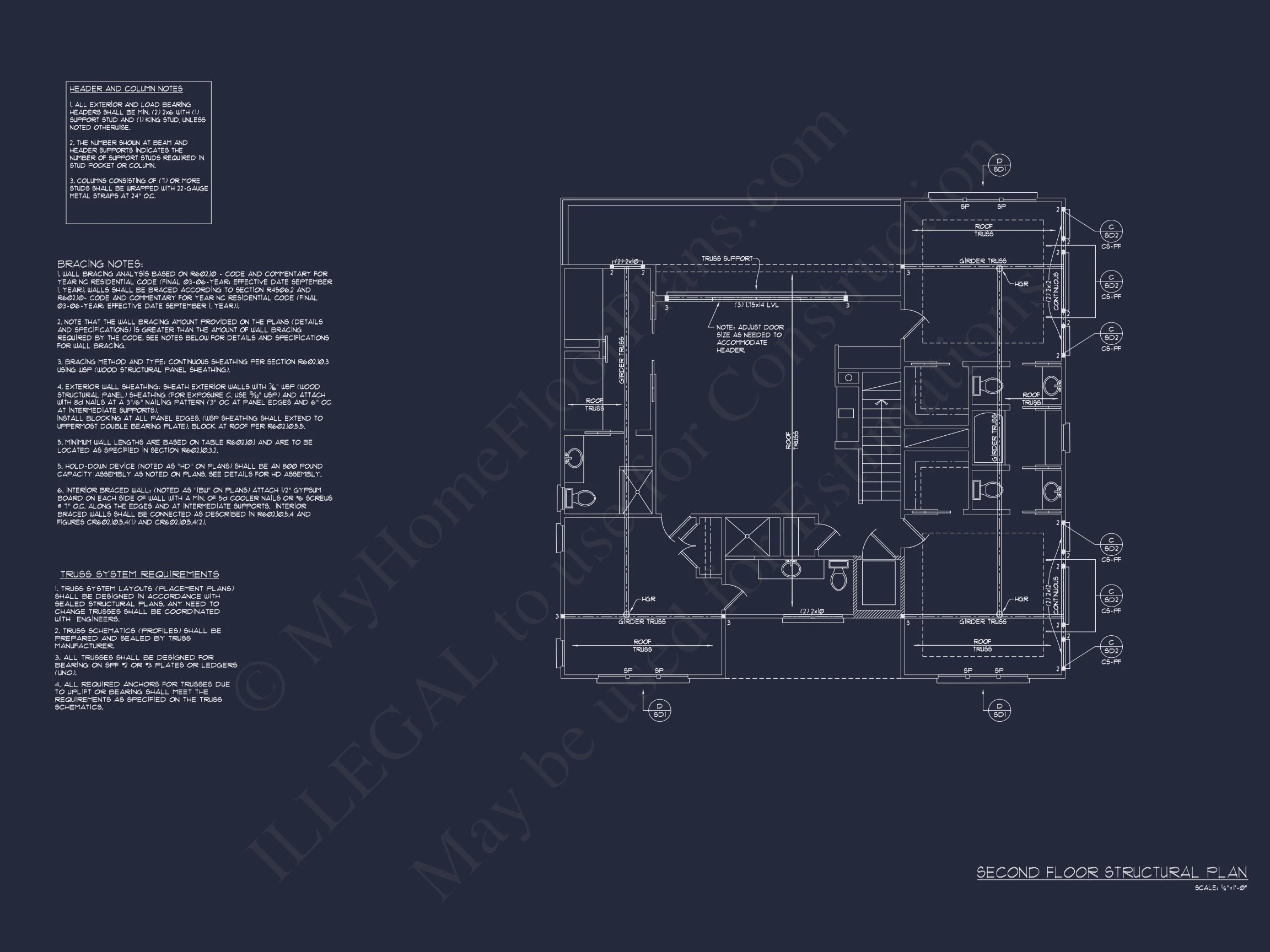 Coastal house Plan: 4-Bedroom, 3-Story Floor Plan Blueprint