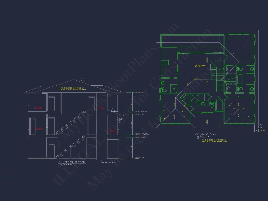 Coastal house Plan: 4-Bedroom, 3-Story Floor Plan Blueprint