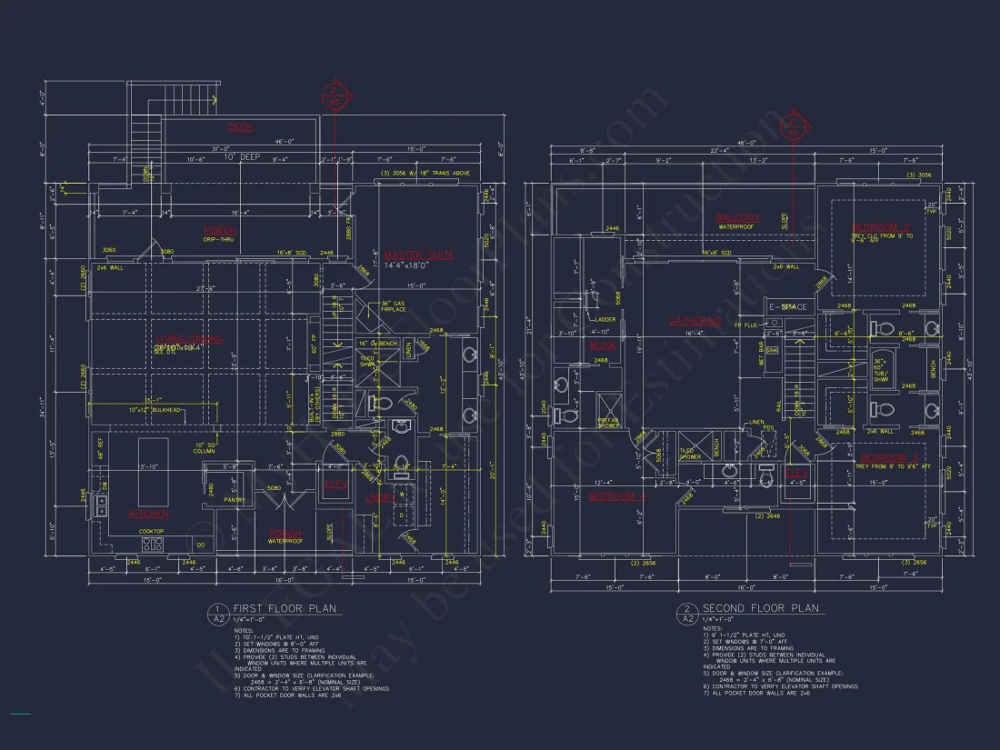 Coastal house Plan: 4-Bedroom, 3-Story Floor Plan Blueprint