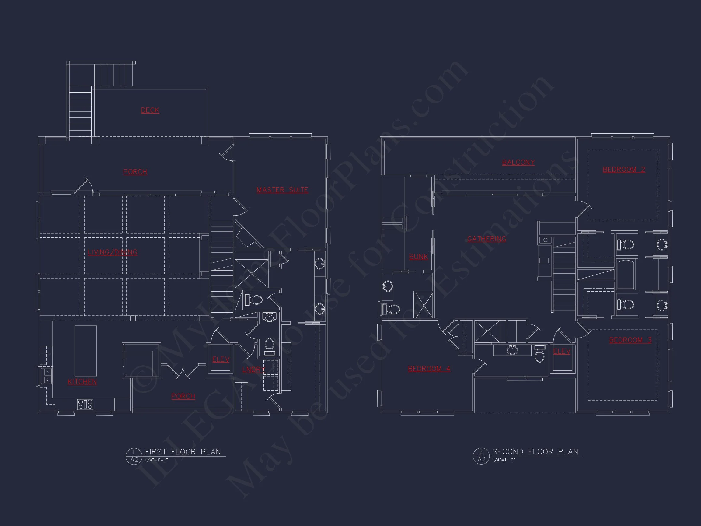 Coastal house Plan: 4-Bedroom, 3-Story Floor Plan Blueprint