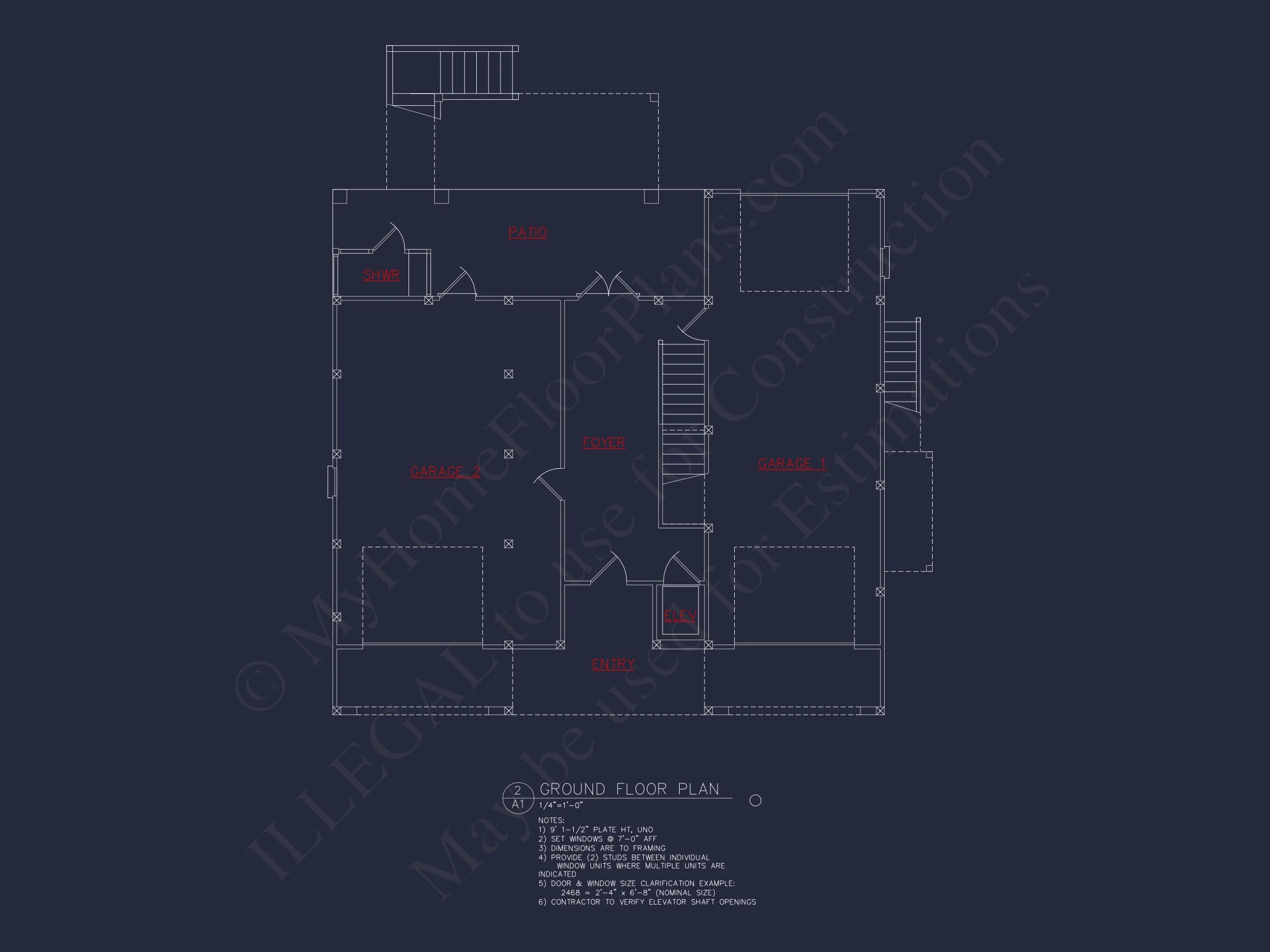 Coastal house Plan: 4-Bedroom, 3-Story Floor Plan Blueprint